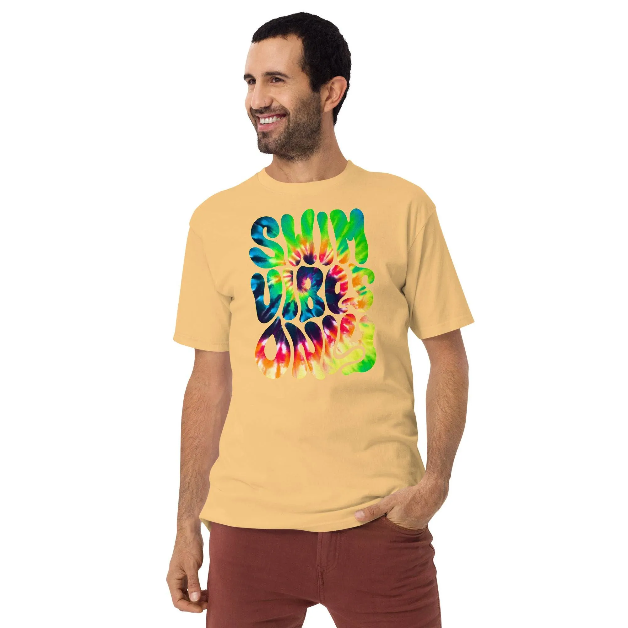 Swim Vibes Only Mens Premium Heavyweight T Shirt