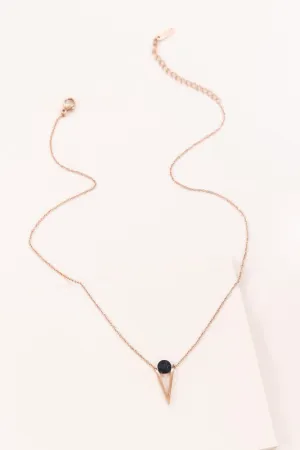 Tensly Point Stone Necklace Rose Gold