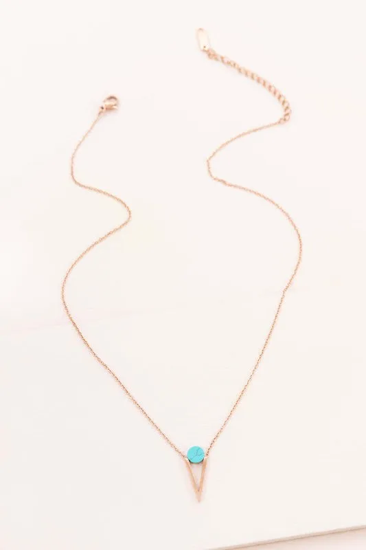 Tensly Point Stone Necklace Rose Gold