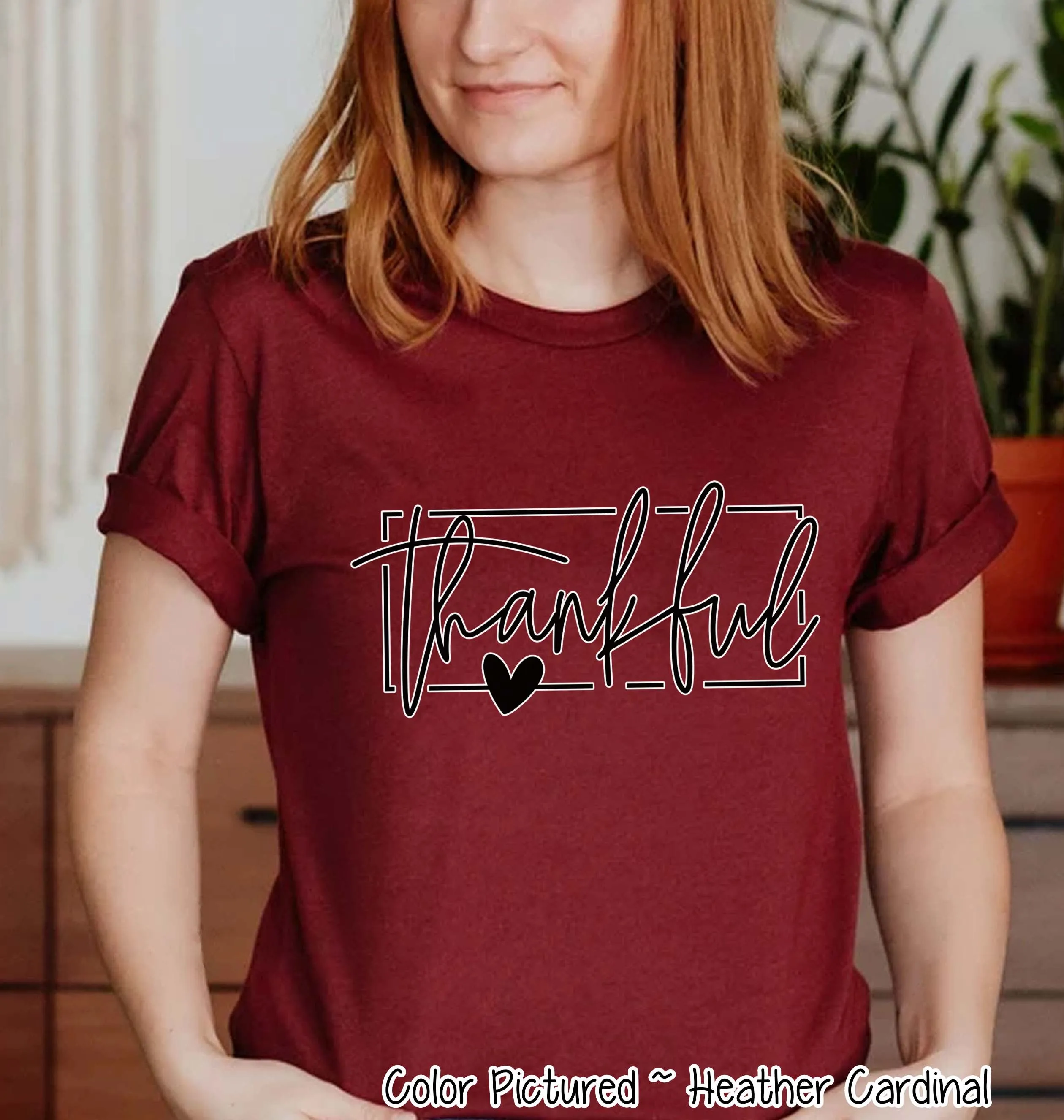 Thankful Script Fall Thanksgiving Tee