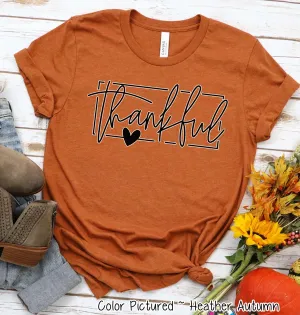 Thankful Script Fall Thanksgiving Tee