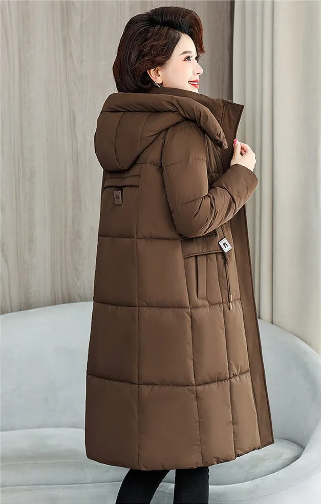 Thickened Quilted Solid Puffer Jacket with Relaxed Fit