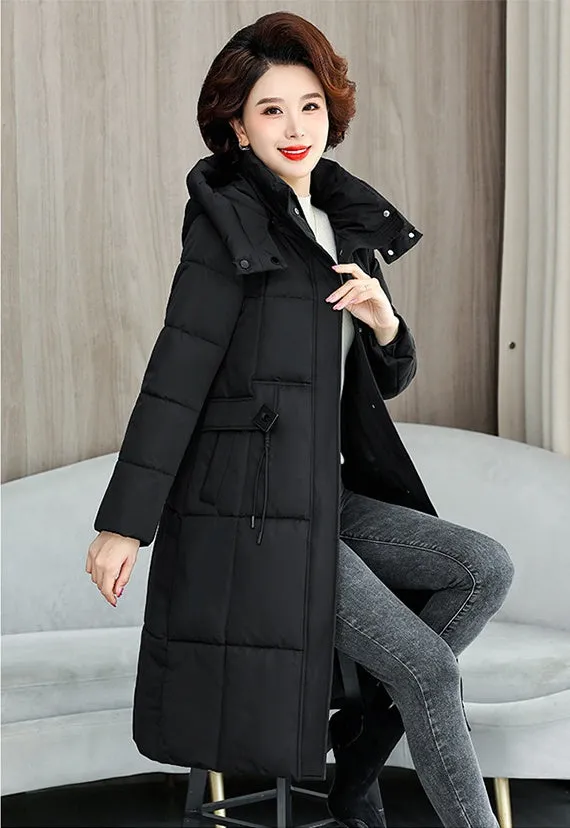 Thickened Quilted Solid Puffer Jacket with Relaxed Fit