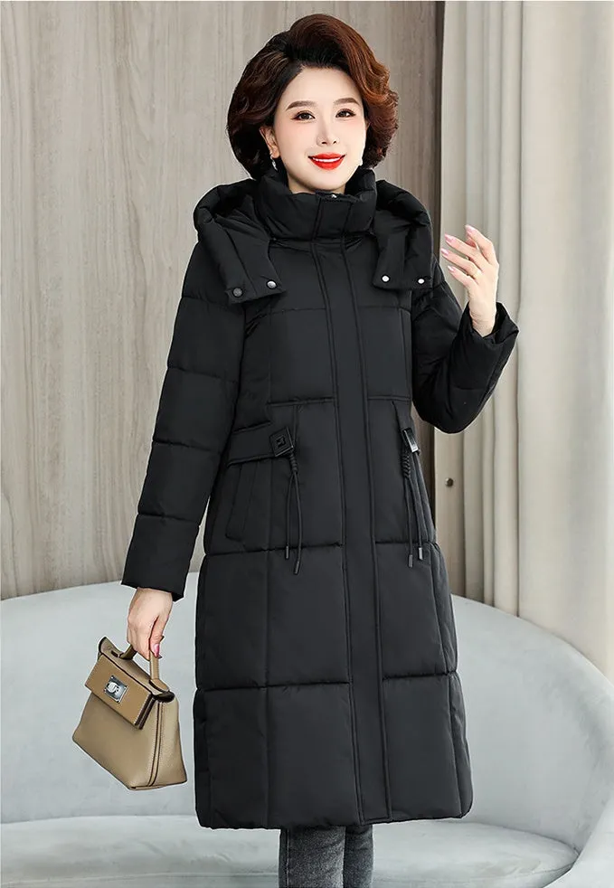 Thickened Quilted Solid Puffer Jacket with Relaxed Fit