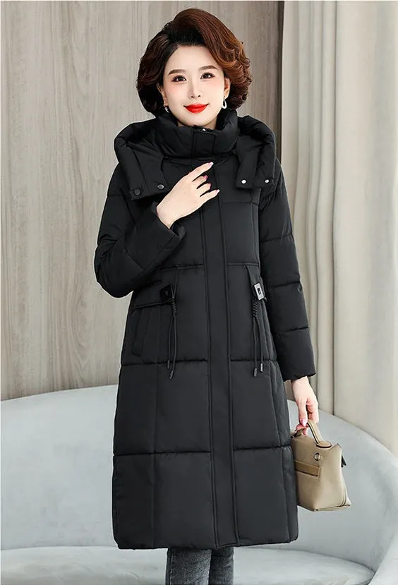 Thickened Quilted Solid Puffer Jacket with Relaxed Fit