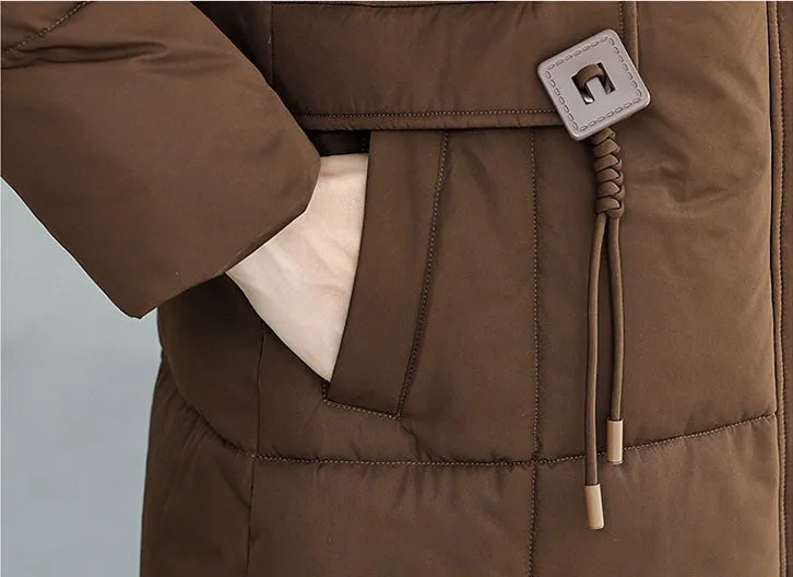 Thickened Quilted Solid Puffer Jacket with Relaxed Fit
