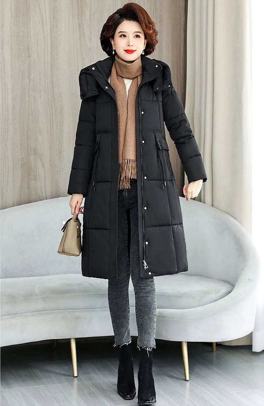 Thickened Quilted Solid Puffer Jacket with Relaxed Fit