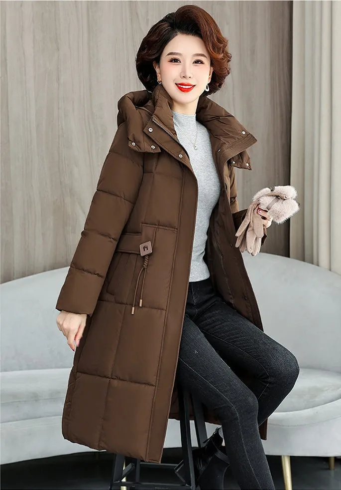 Thickened Quilted Solid Puffer Jacket with Relaxed Fit