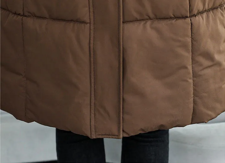 Thickened Quilted Solid Puffer Jacket with Relaxed Fit