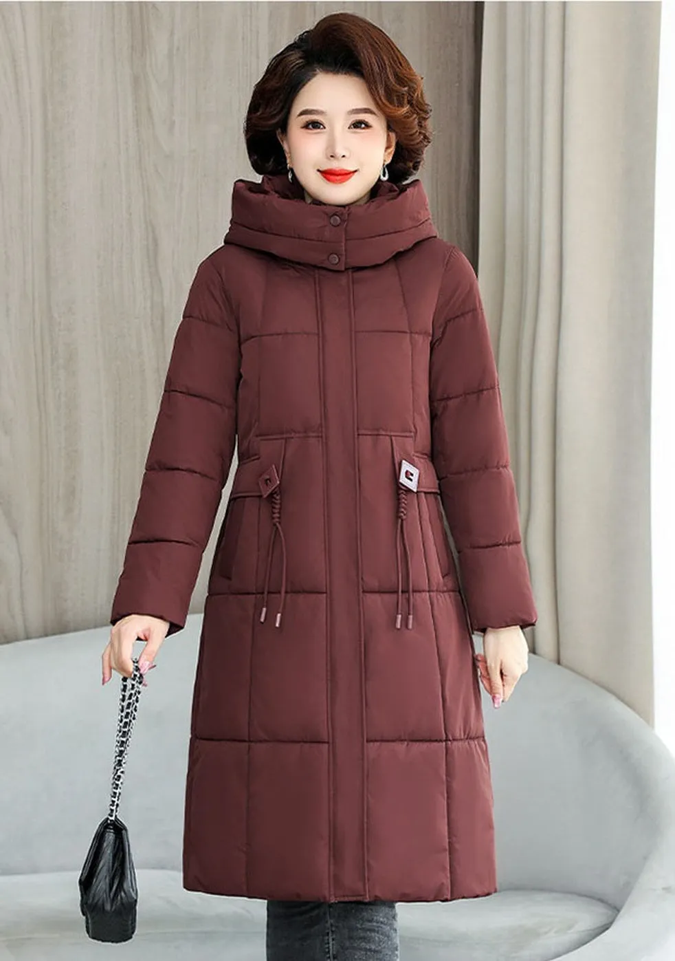 Thickened Quilted Solid Puffer Jacket with Relaxed Fit