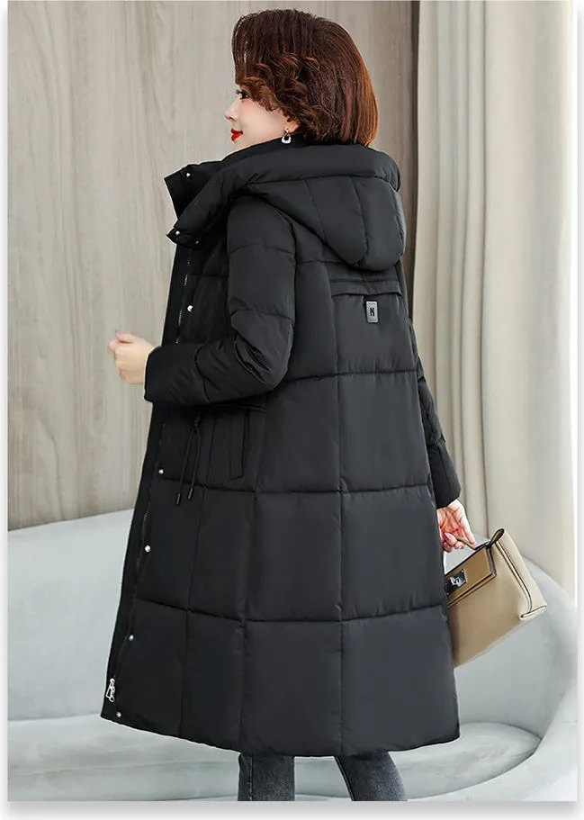 Thickened Quilted Solid Puffer Jacket with Relaxed Fit