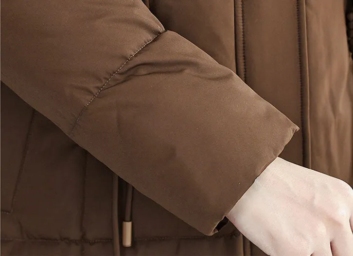 Thickened Quilted Solid Puffer Jacket with Relaxed Fit