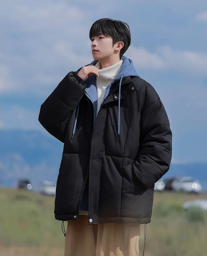Thickened Windproof Padded Puffer Jacket featuring Drawstring Hem