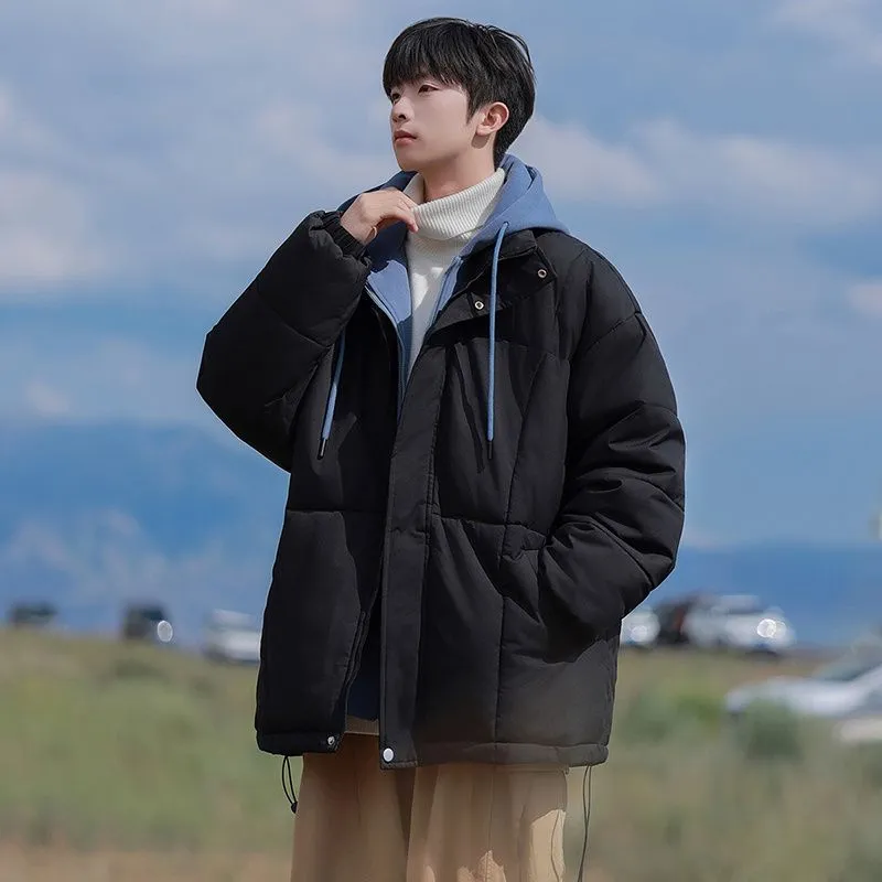 Thickened Windproof Padded Puffer Jacket featuring Drawstring Hem