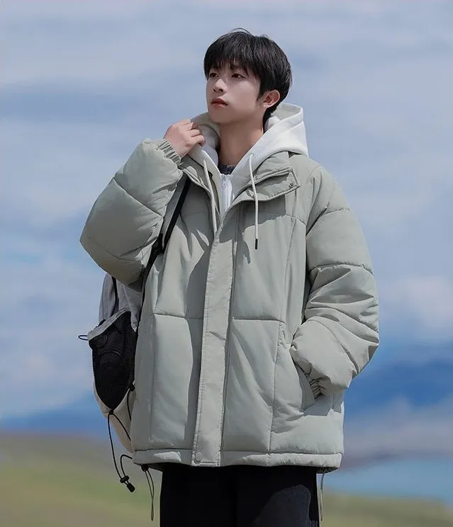 Thickened Windproof Padded Puffer Jacket featuring Drawstring Hem