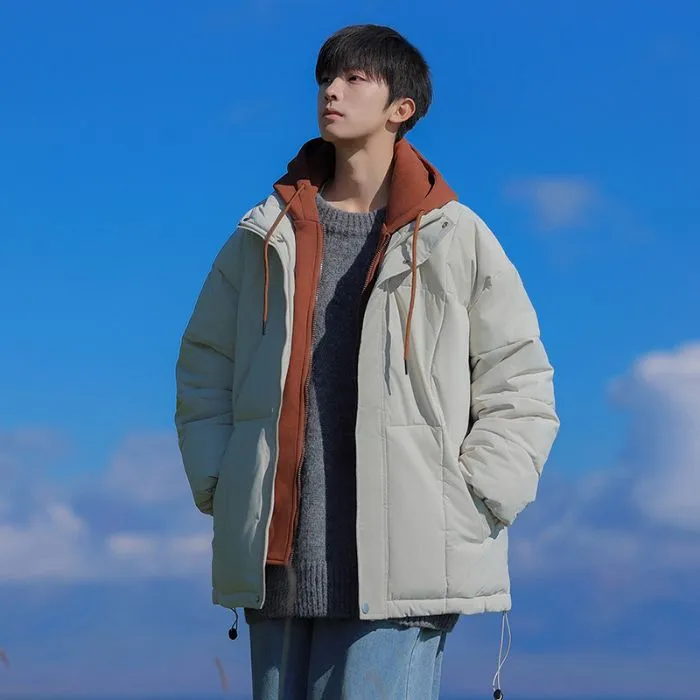 Thickened Windproof Padded Puffer Jacket featuring Drawstring Hem