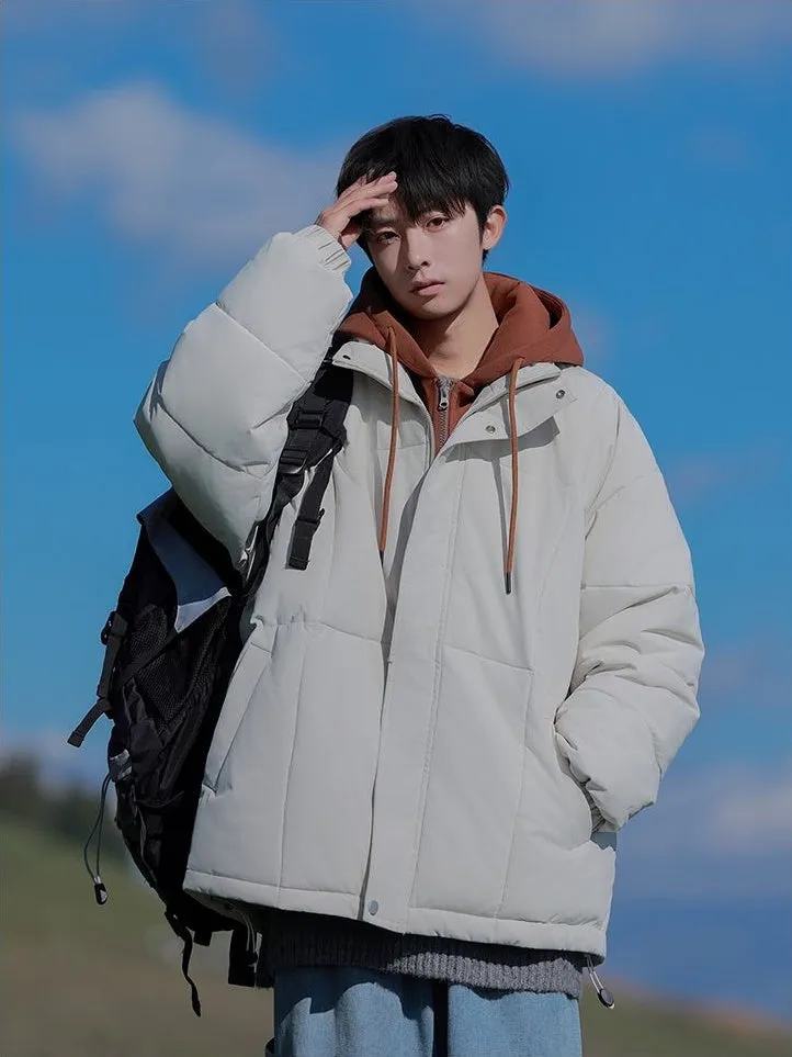 Thickened Windproof Padded Puffer Jacket featuring Drawstring Hem