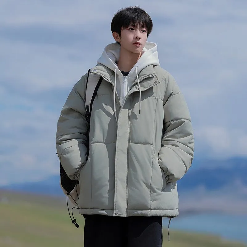 Thickened Windproof Padded Puffer Jacket featuring Drawstring Hem
