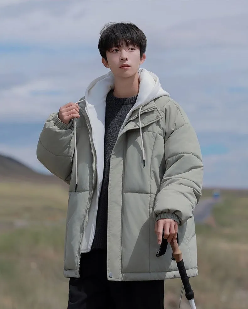 Thickened Windproof Padded Puffer Jacket featuring Drawstring Hem