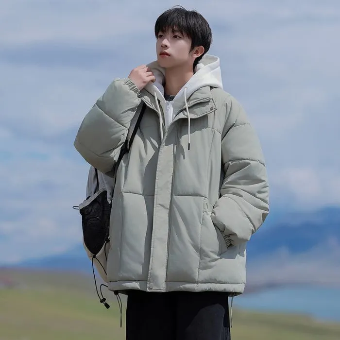 Thickened Windproof Padded Puffer Jacket featuring Drawstring Hem