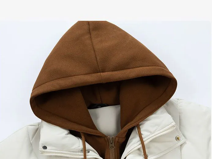 Thickened Windproof Padded Puffer Jacket featuring Drawstring Hem