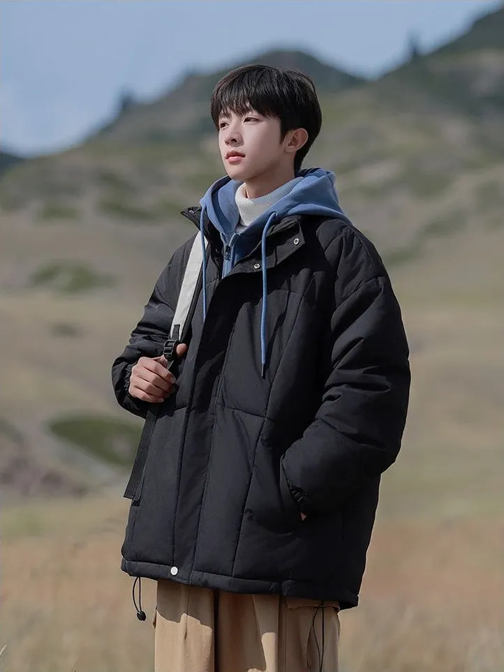 Thickened Windproof Padded Puffer Jacket featuring Drawstring Hem
