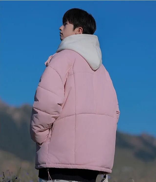 Thickened Windproof Padded Puffer Jacket featuring Drawstring Hem