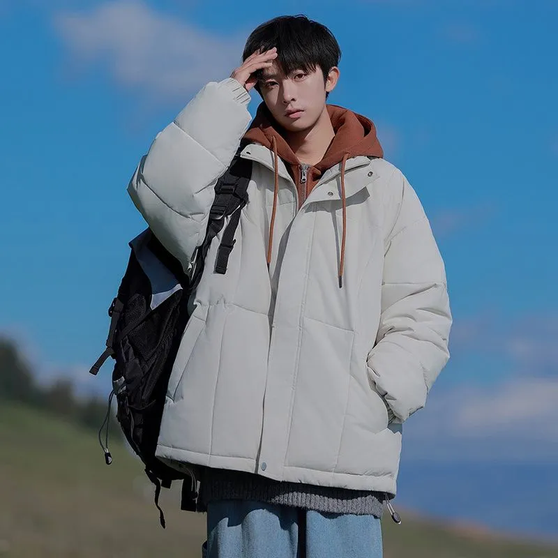 Thickened Windproof Padded Puffer Jacket featuring Drawstring Hem