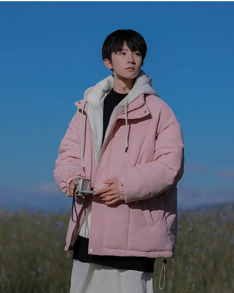 Thickened Windproof Padded Puffer Jacket featuring Drawstring Hem