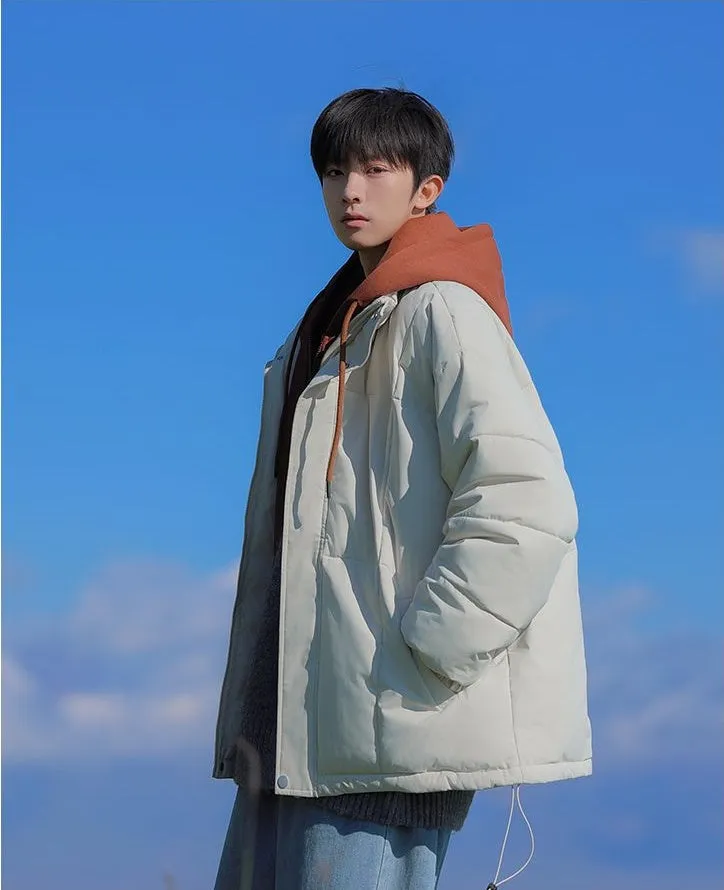 Thickened Windproof Padded Puffer Jacket featuring Drawstring Hem