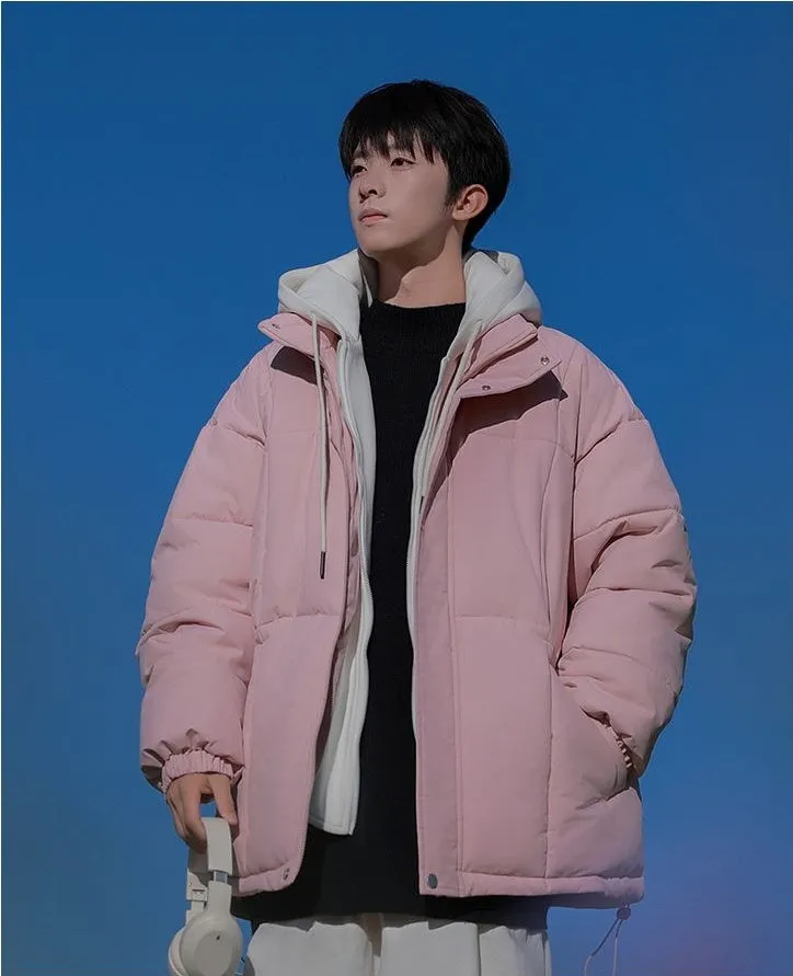 Thickened Windproof Padded Puffer Jacket featuring Drawstring Hem