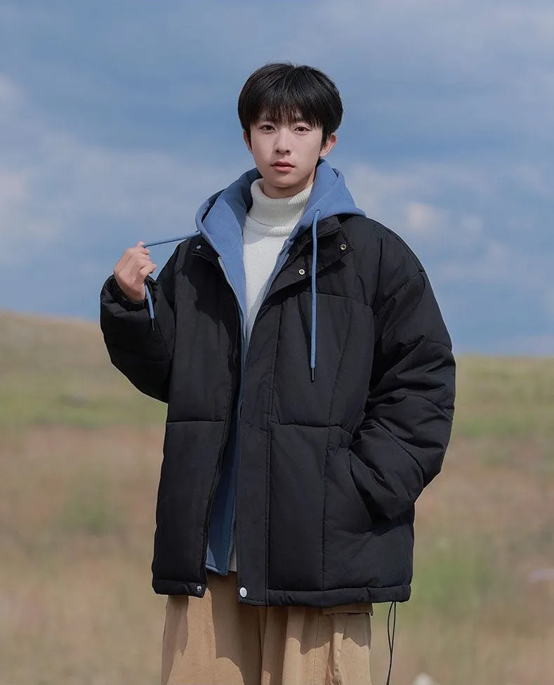 Thickened Windproof Padded Puffer Jacket featuring Drawstring Hem