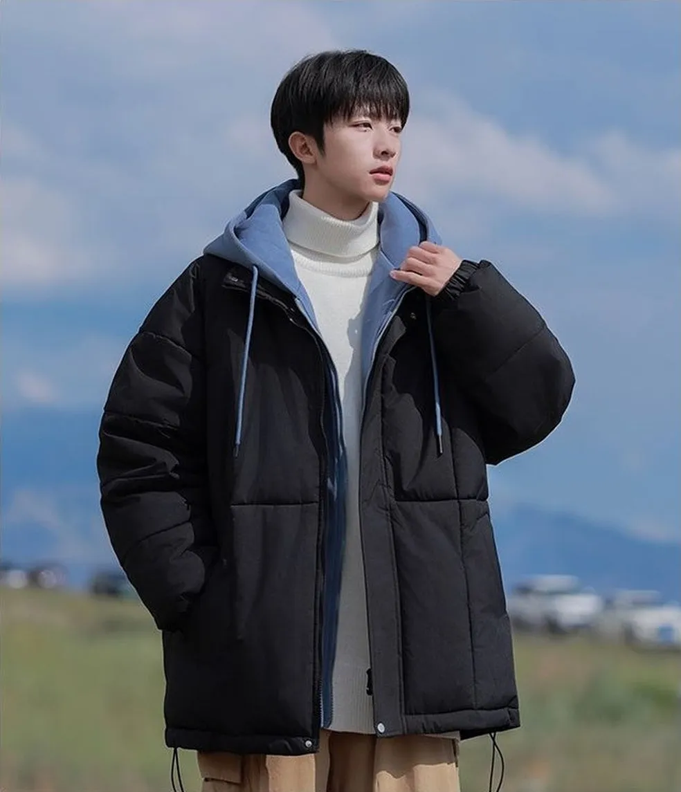 Thickened Windproof Padded Puffer Jacket featuring Drawstring Hem