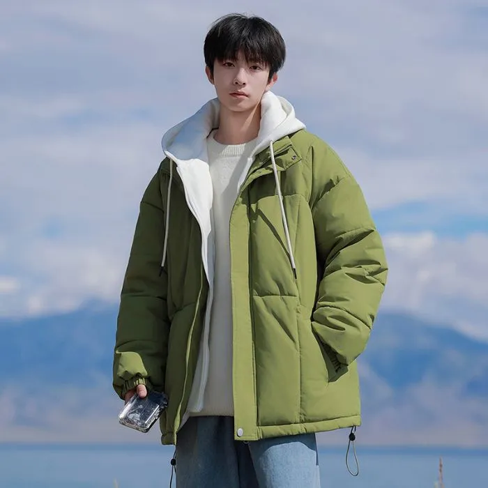 Thickened Windproof Padded Puffer Jacket featuring Drawstring Hem