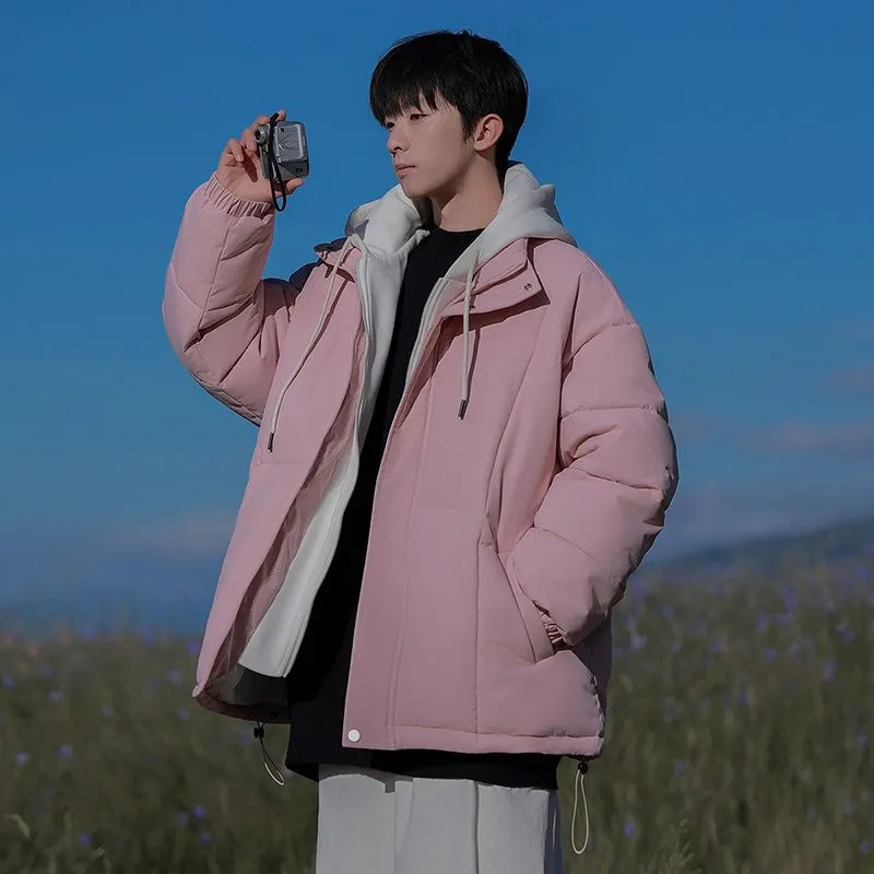 Thickened Windproof Padded Puffer Jacket featuring Drawstring Hem