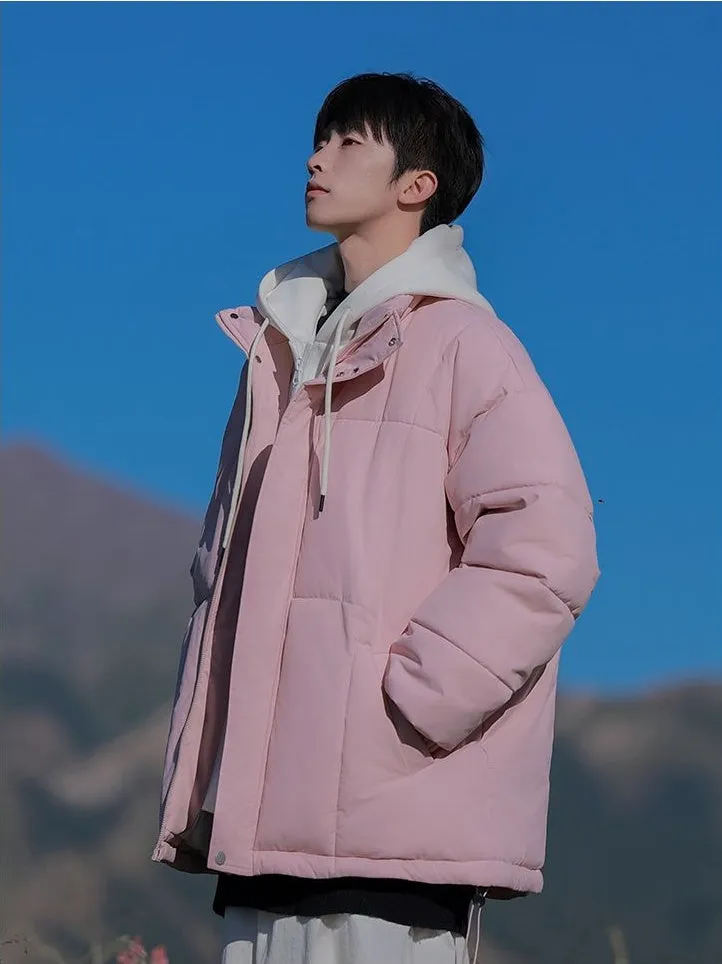 Thickened Windproof Padded Puffer Jacket featuring Drawstring Hem