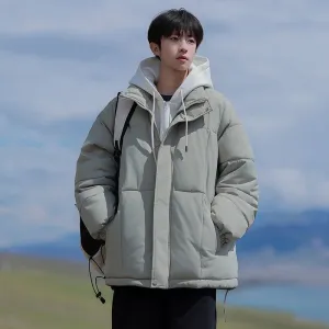 Thickened Windproof Padded Puffer Jacket featuring Drawstring Hem
