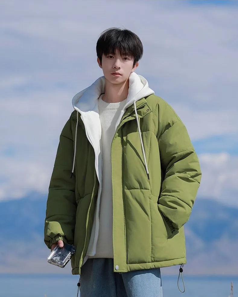 Thickened Windproof Padded Puffer Jacket featuring Drawstring Hem