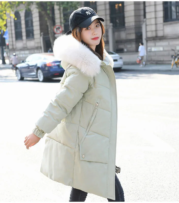 Thickened Windproof Relaxed-Fit Puffer Coat with Zip-up Closure