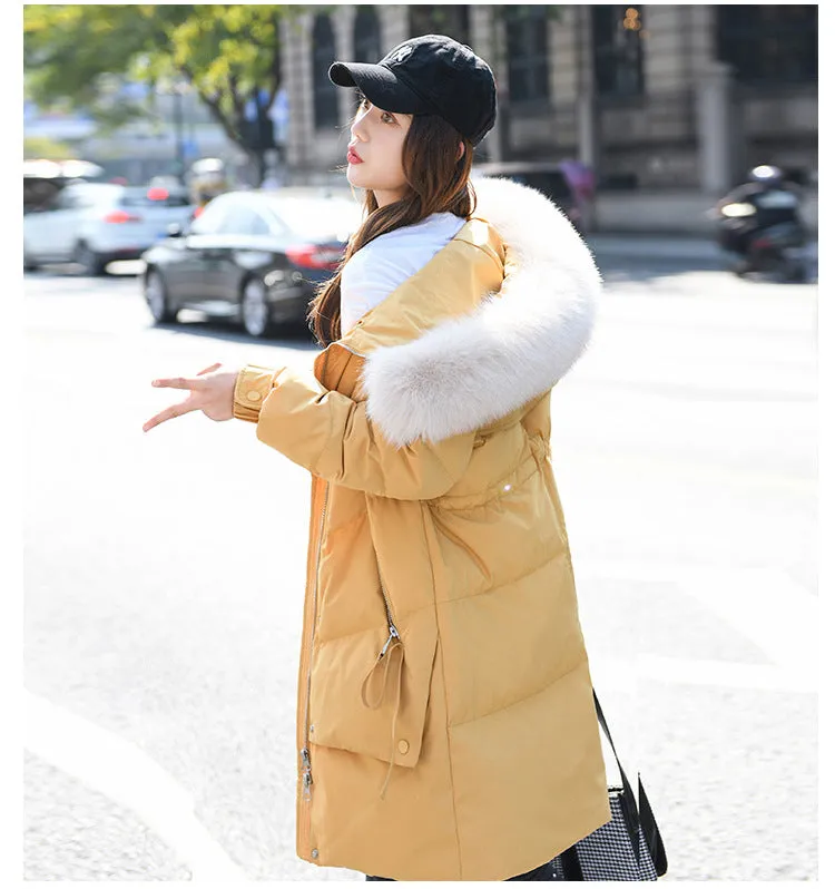 Thickened Windproof Relaxed-Fit Puffer Coat with Zip-up Closure