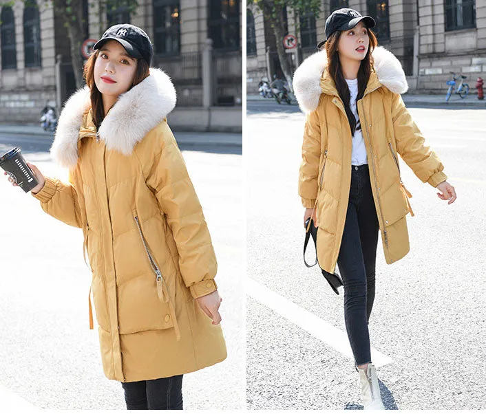 Thickened Windproof Relaxed-Fit Puffer Coat with Zip-up Closure