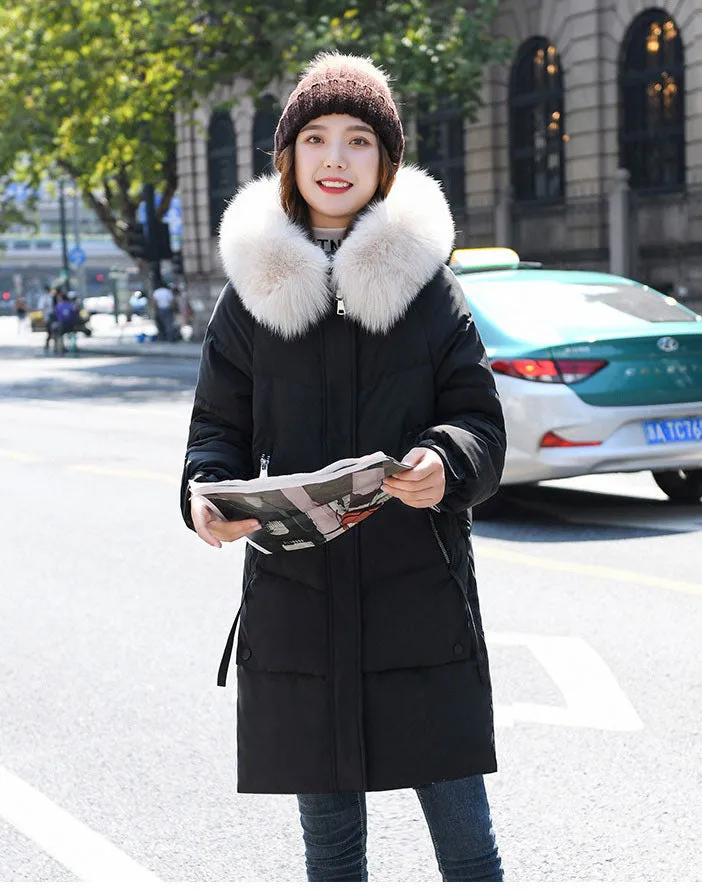 Thickened Windproof Relaxed-Fit Puffer Coat with Zip-up Closure