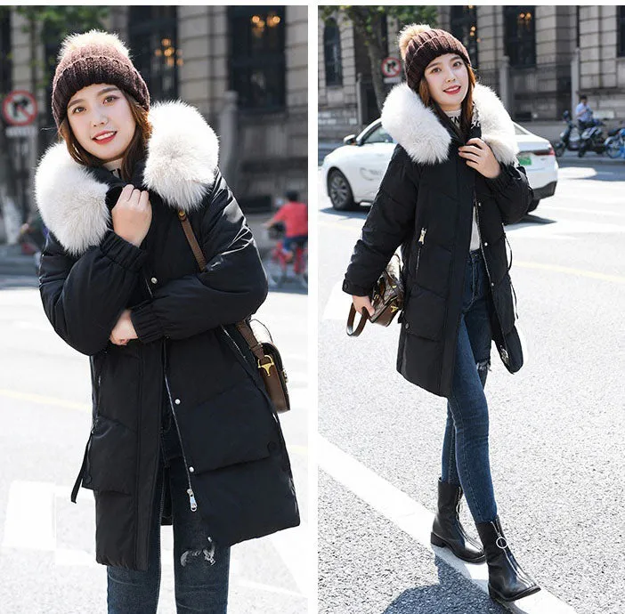 Thickened Windproof Relaxed-Fit Puffer Coat with Zip-up Closure