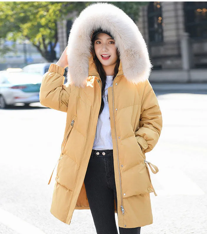 Thickened Windproof Relaxed-Fit Puffer Coat with Zip-up Closure