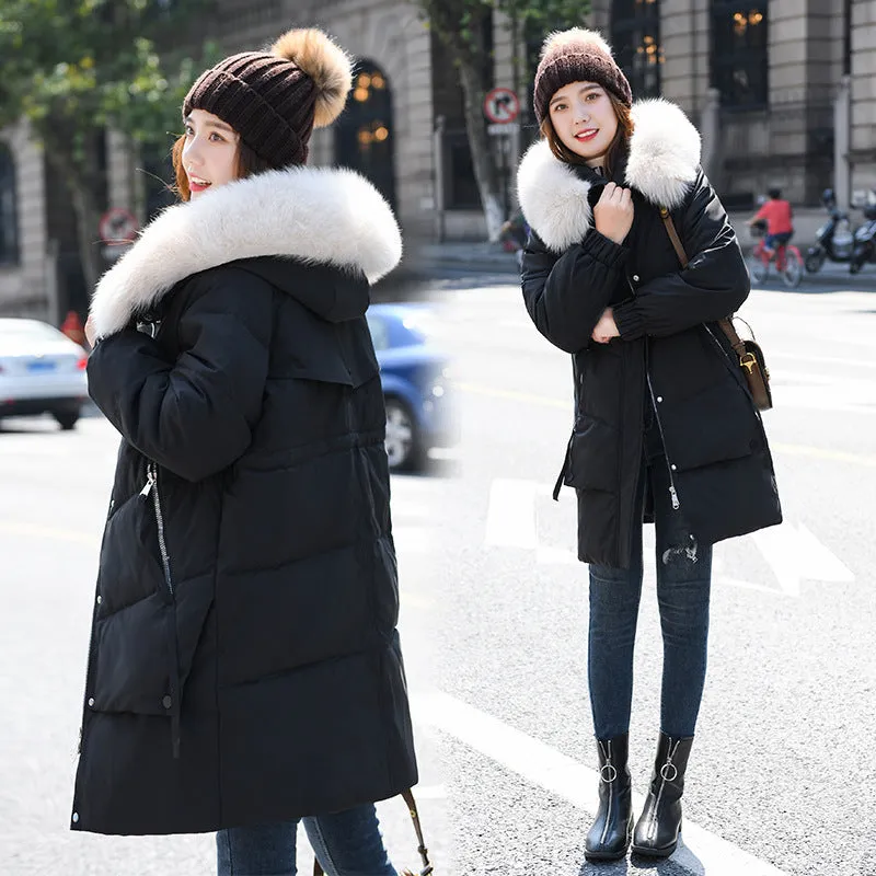 Thickened Windproof Relaxed-Fit Puffer Coat with Zip-up Closure