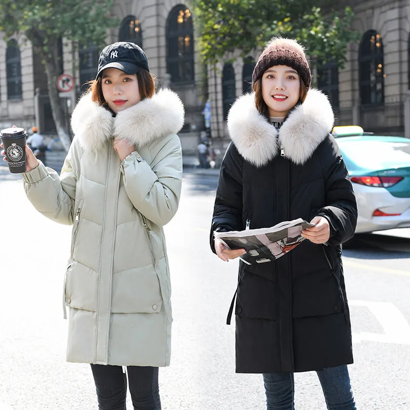 Thickened Windproof Relaxed-Fit Puffer Coat with Zip-up Closure