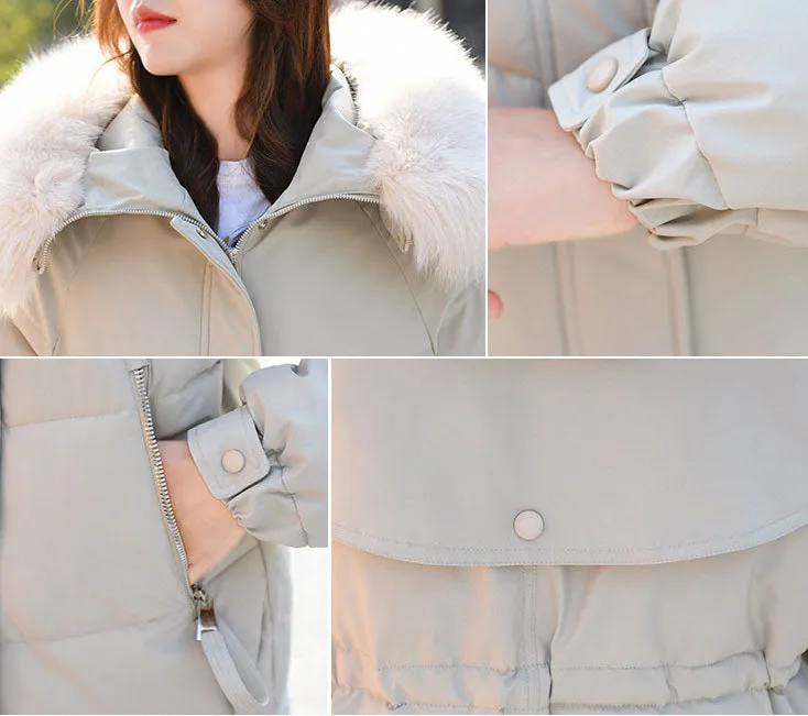Thickened Windproof Relaxed-Fit Puffer Coat with Zip-up Closure