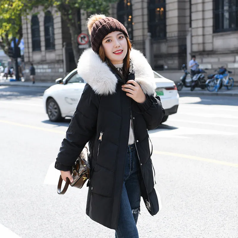Thickened Windproof Relaxed-Fit Puffer Coat with Zip-up Closure