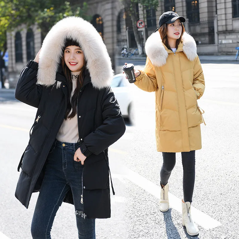 Thickened Windproof Relaxed-Fit Puffer Coat with Zip-up Closure
