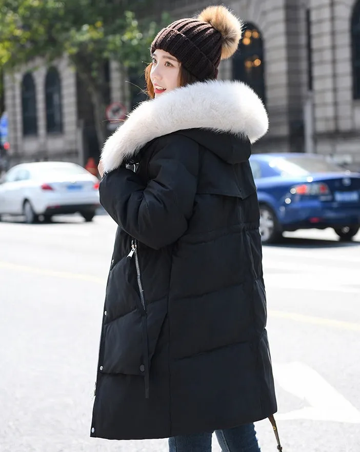 Thickened Windproof Relaxed-Fit Puffer Coat with Zip-up Closure